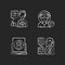 Cyber bullying chalk white icons set on black background