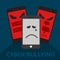 Cyber bullying phone victim background graphic vector illustrations