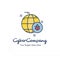 Cyber company globe logo with white background and typography
