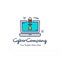 Cyber company laptop logo with white background and typography