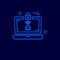 Cyber crime neon icon with blue background