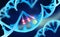 Cyber DNA, study of genetic chains. 3d illustration of future technologies