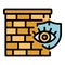 Cyber firewall icon vector flat