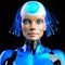 Cyber Girl humanoid robot with artificial intelligence – Digital 3D Illustration on black background