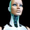 Cyber Girl humanoid robot with artificial intelligence – Digital 3D Illustration on black background