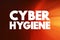 Cyber Hygiene - set of practices for ensuring the safe handling of critical data, text concept background