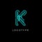 Cyber letter K for digital technology logo concept. Contour circuit style monogram for artificial intelligence product