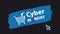 Cyber Monday Banner With Shopping Cart And Arrow - Brushstroke Vector Illustration - Isolated On Black Matrix Background
