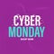 Cyber monday banner with typography on purple abstract background, business ecommerce discount