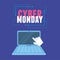 Cyber monday, clicking screen laptop virtual