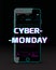 Cyber monday glitch text on smartphones screen
