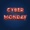 Cyber monday glowing buttons retro sign vector