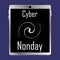 Cyber Monday inscription on the tablet screen