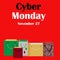 Cyber Monday Red Banner with Shopping Bags November 27