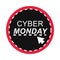 Cyber monday, round sticker text click