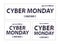 Cyber monday sale advirtising banner set in glitch pattern. Special offers and discounts on electronics and technology