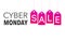 Cyber Monday Sale Banner on pink hanging tags