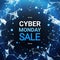 Cyber Monday Sale Poster Design Over Blue Futuristic Lines Background