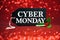 Cyber Monday sale tag on red glitter