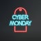 Cyber Monday sale vector advertisement, glowing neon realistic t
