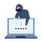 Cyber phishing and hacker attack on e-mail or online banking password. Internet spy character steal web personal data