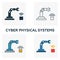 Cyber Physical Systems icon set. Four elements in diferent styles from industry 4.0 icons collection. Creative cyber physical