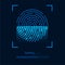 Cyber securitry concept.Abstract blue technology background.Fingerprint scanner