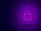 Cyber security concept with closed padlock on purple matrix coding background