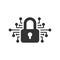 Cyber security icon in flat style. Padlock locked vector illustration on white isolated background. Closed password business