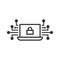 Cyber security icon in flat style. Padlock locked vector illustration on white isolated background. Laptop business concept