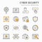 Cyber security icon set. Collection of data protection, email virus threat, digital key and more. Vector illustration