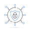Cyber security icon. Vector illustration. Protection network with lock and shield. Closed Padlock information safety.