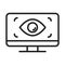 Cyber security and information or network protection computer surveillance line style icon