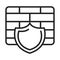 Cyber security and information or network protection firewall shield line style icon