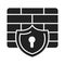 Cyber security and information or network protection firewall shield silhouette style icon