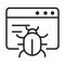 Cyber security and information or network protection website virus infection line style icon