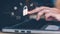 Cyber security online concept. The businessman touches his finger on the lock icon. Connect to a network, internet, personal data