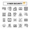 Cyber security outline design icon set.