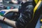 Cyber sport e-sports tournament, team of professional gamers, close-up on gamer\'s hands on a keyboard, pushing button, gamers