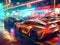 Cyber street racers with futuristic vehicles