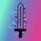 Cyber sword. Video game vector emblem with glitch effect. Fantasy battle background with hologram knife.