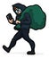 Cyber Thief Making a Heist with its Cell Phone, Vector Illustration