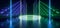 Cyber Vibrant Laser Circle Stage Podium Green Blue Neon Fluorescent Pantone Sci Fi Futuristic Hallway Warehouse Tunnel Party Club