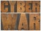 Cyber war - isolated word in vintage letterpress wood type