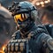 A cyber warrior in a burnt land, extremely highly detailed futuristic navy seals commando armor, war photography style