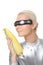 Cyber woman with a corn