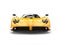 Cyber yellow concept luxury sports car - front view - low angle