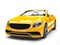 Cyber yellow modern convertible luxury car - front view closeup shot