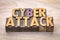 Cyberattack word abstract in woodtype
