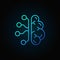 Cyberbrain line blue icon. Vector artificial intelligence brain